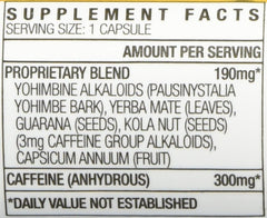 Graphic highlighting Yohimbe, Yerba Mate, and Capsaicin in Yellow Hornet