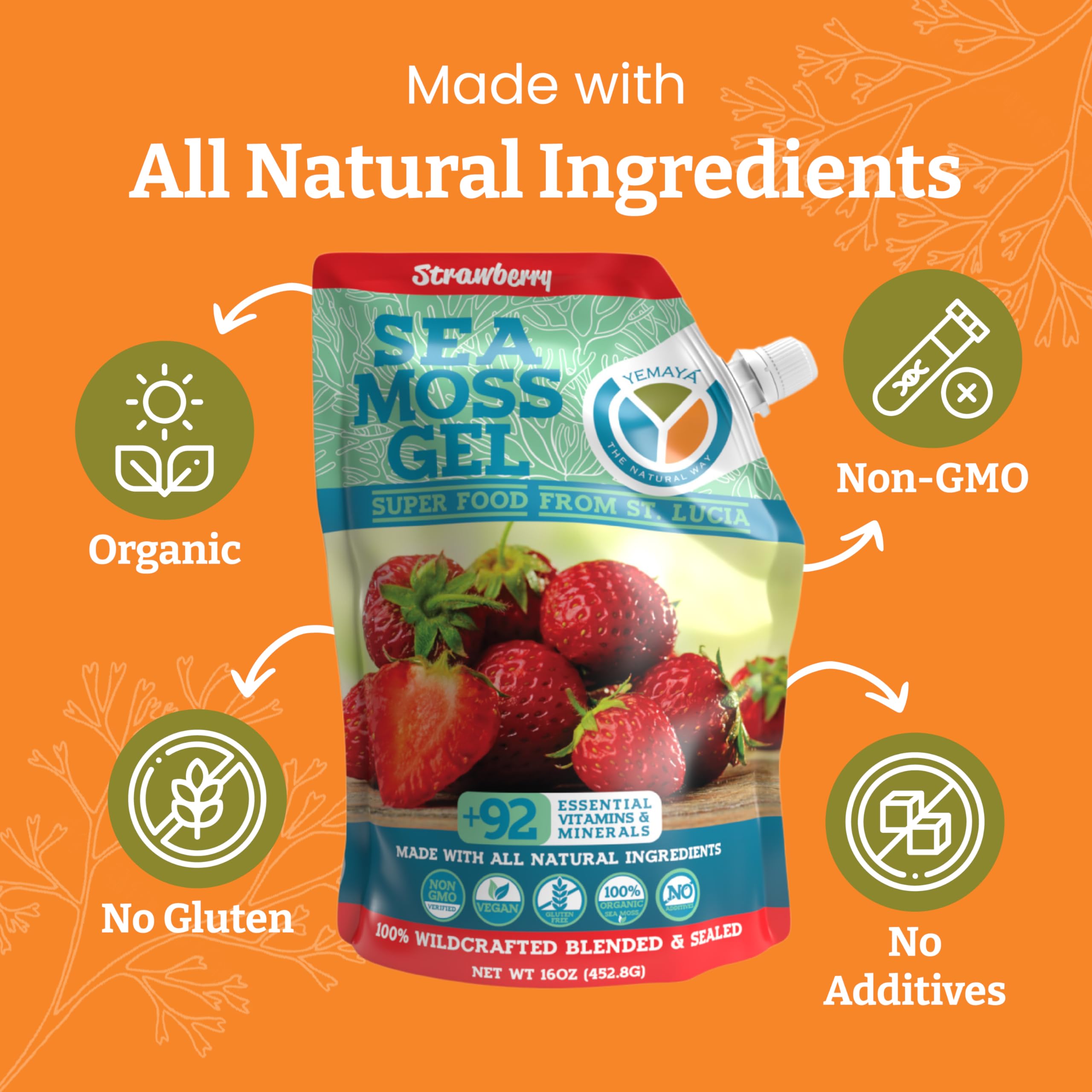Sea moss gel being poured from bottle into a smoothie