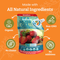 Sea moss gel being poured from bottle into a smoothie