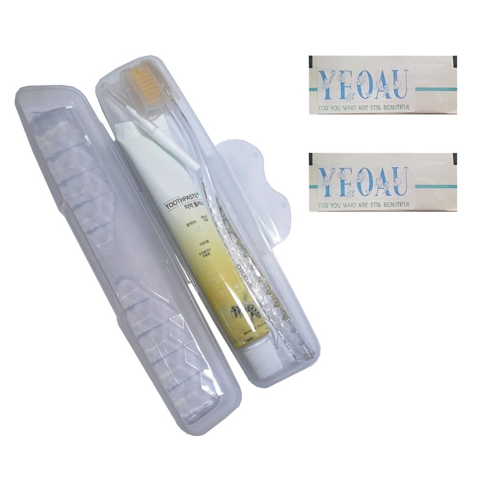 YEOAU Slim Golden Toothbrush with 0.03mm fine bristles in travel package