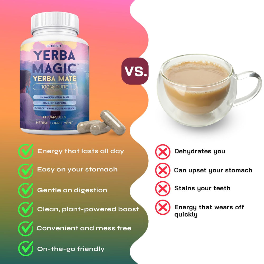Lifestyle image promoting clean energy with Yerba Magic capsules