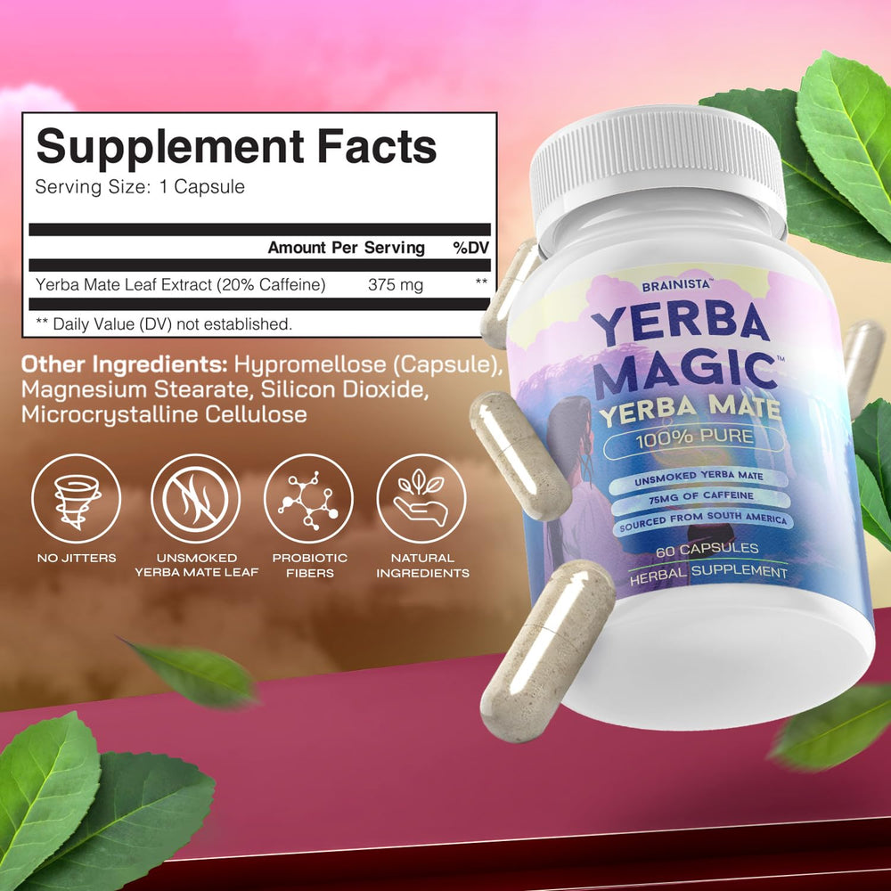 Close-up view of unsmoked yerba mate capsules