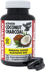 Front label of Yerba Prima Activated Coconut Charcoal 60 capsules
