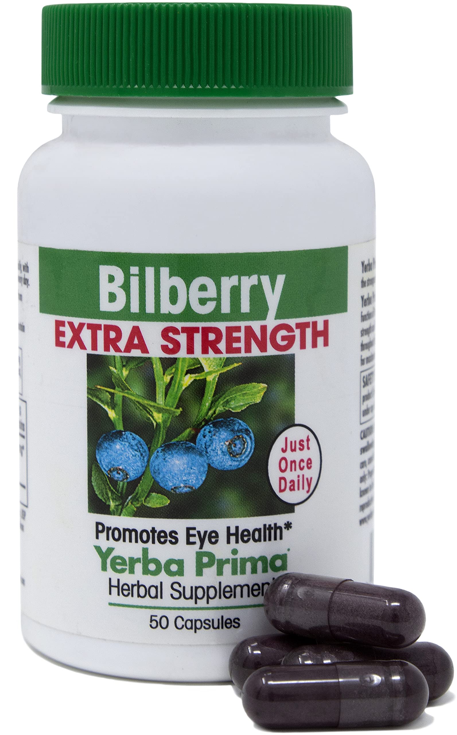 Yerba Prima Bilberry Extra Strength bottle with 50 capsules