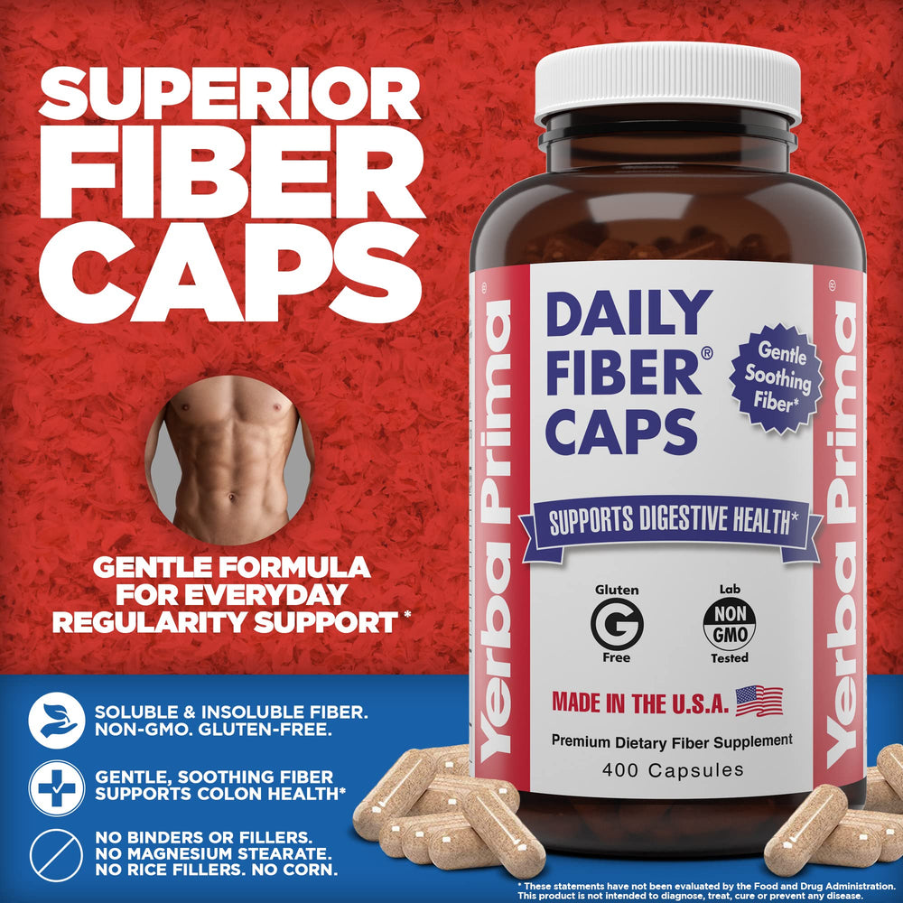 Label of Yerba Prima Daily Fiber Caps bottle