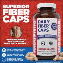 Label of Yerba Prima Daily Fiber Caps bottle