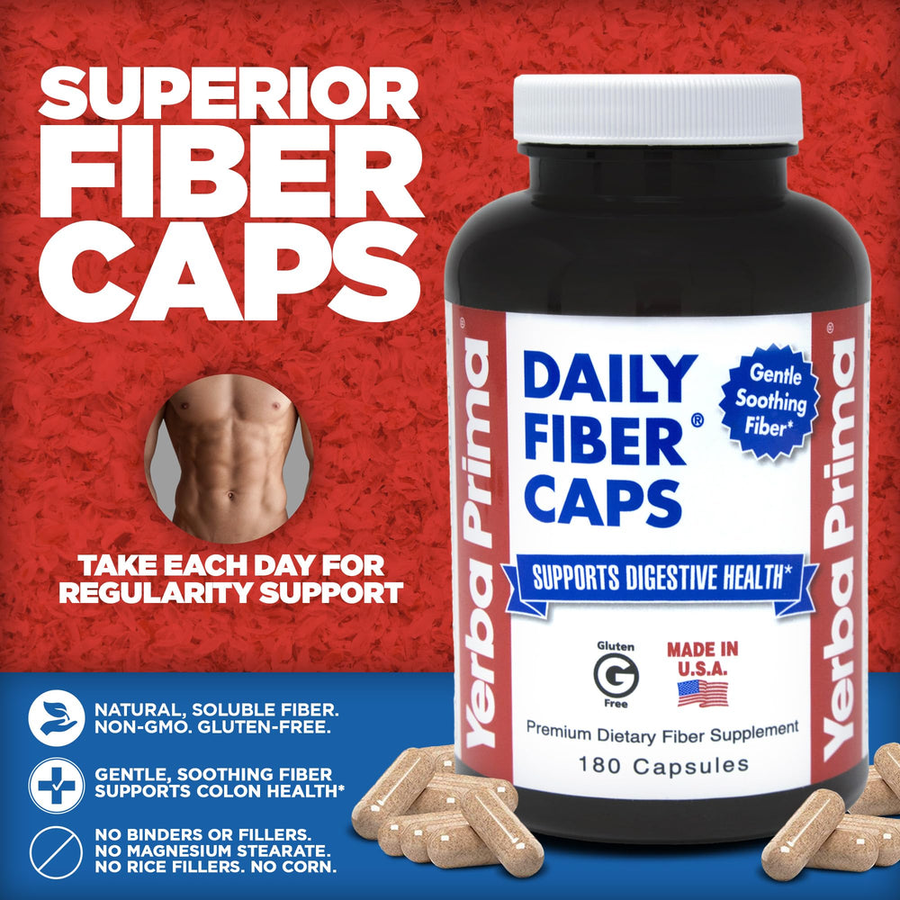 Back label of Yerba Prima Daily Fiber Formula 180-caps 2-pack