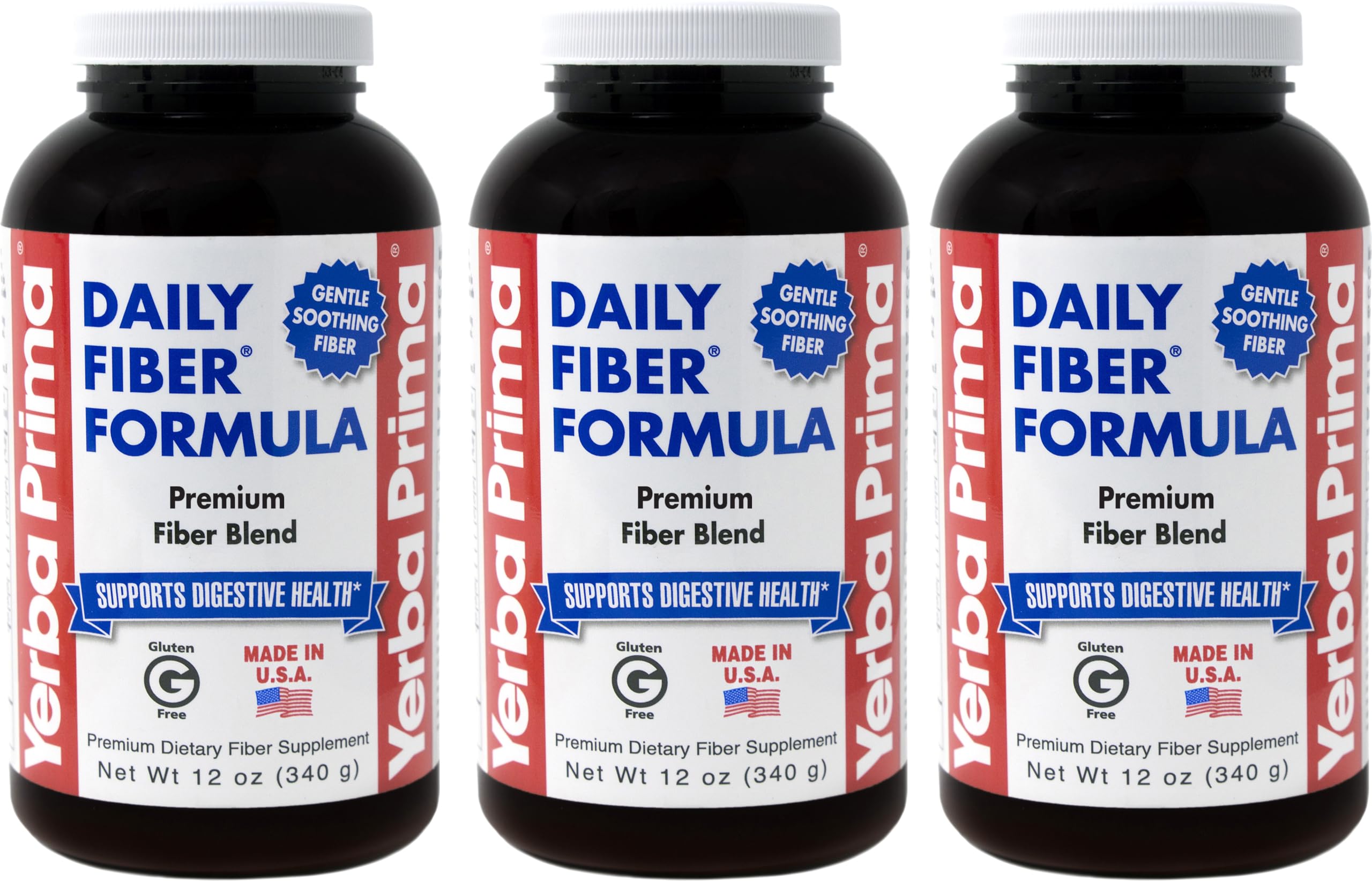 Yerba Prima Daily Fiber Formula Powder 12 oz Pack of 3 box front