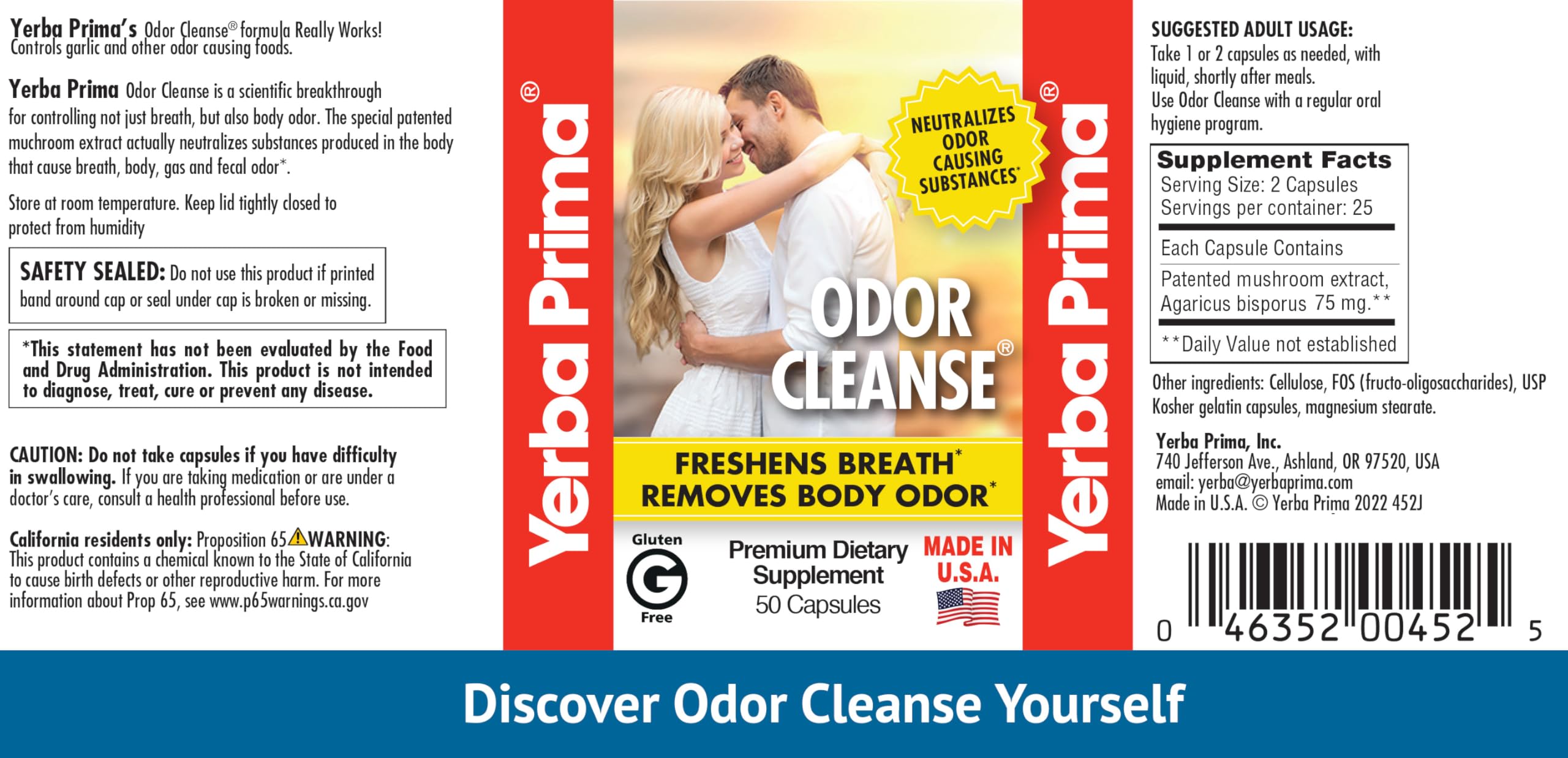 50 Odor Cleanse capsules arranged in bottle