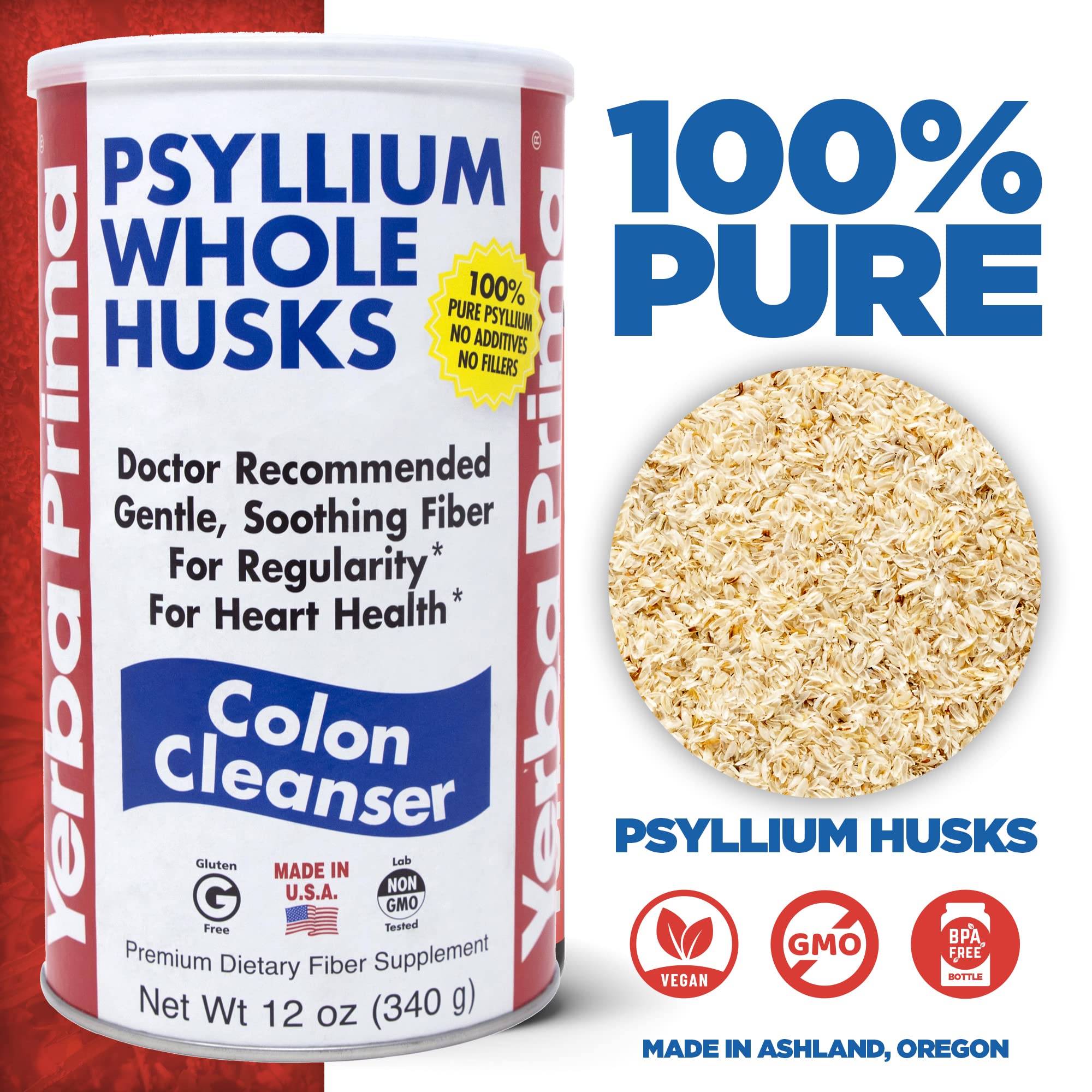 2-pack front view of Yerba Prima Psyllium Husk
