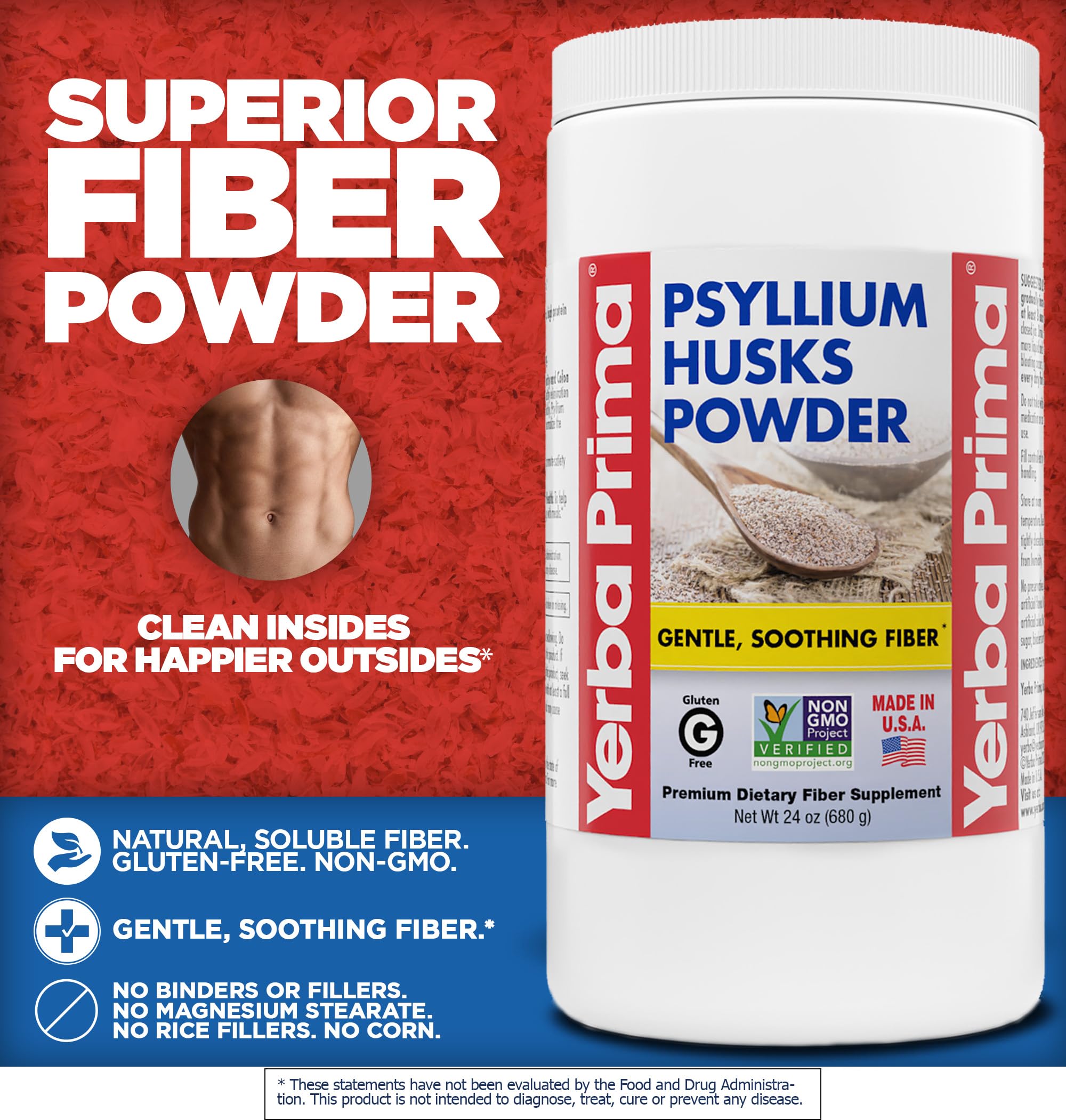 Packaging of Yerba Prima Psyllium Husk Powder 24 oz