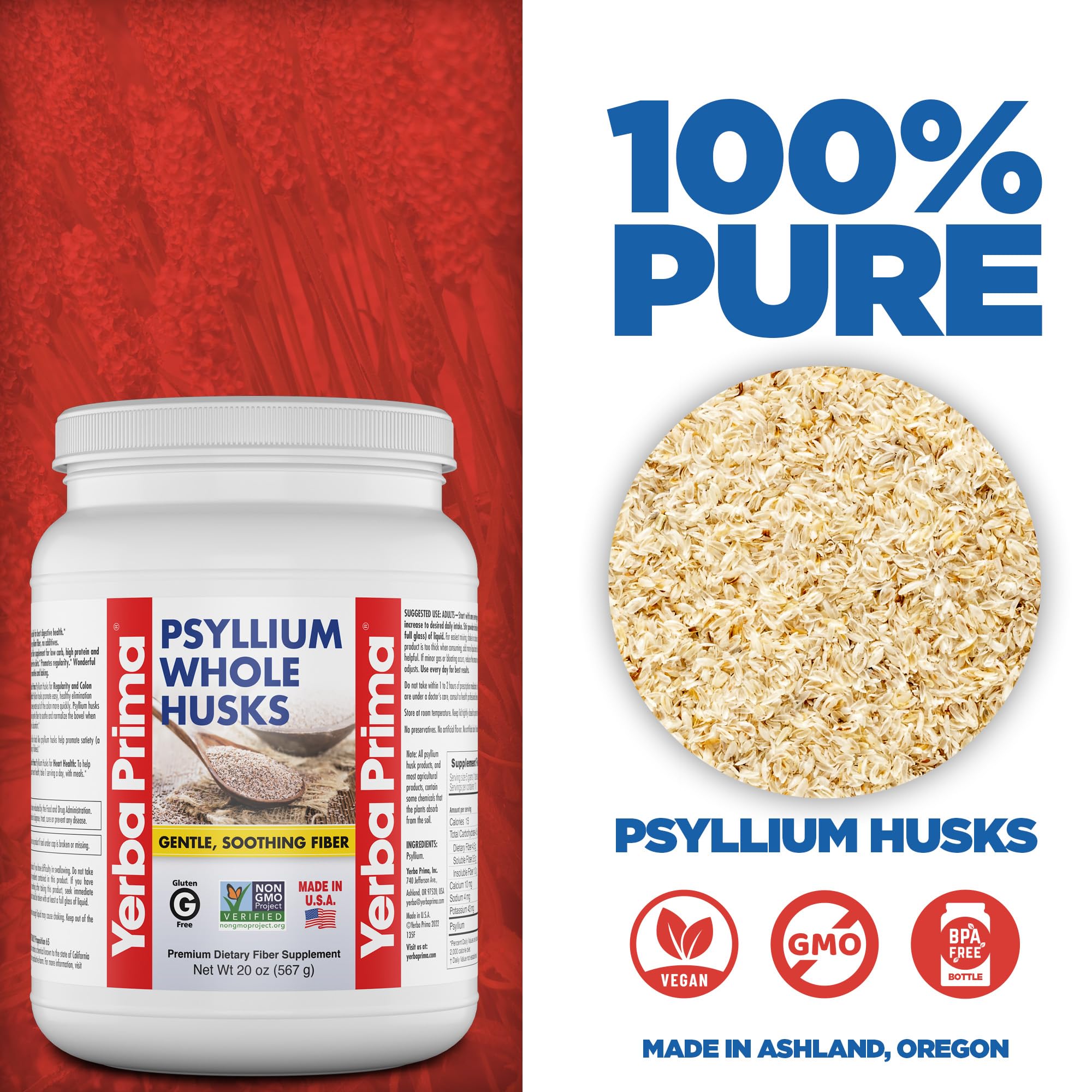 Serving size information for Yerba Prima psyllium husk