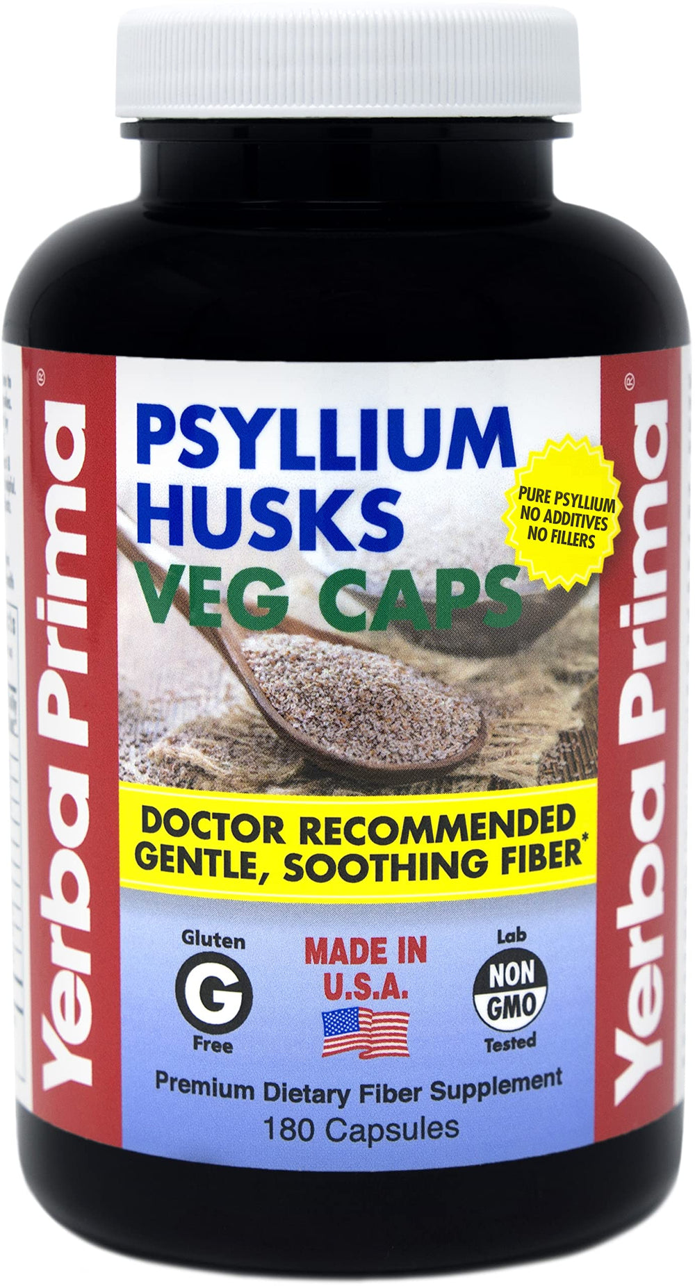 Front view of Yerba Prima Psyllium Husk bottle