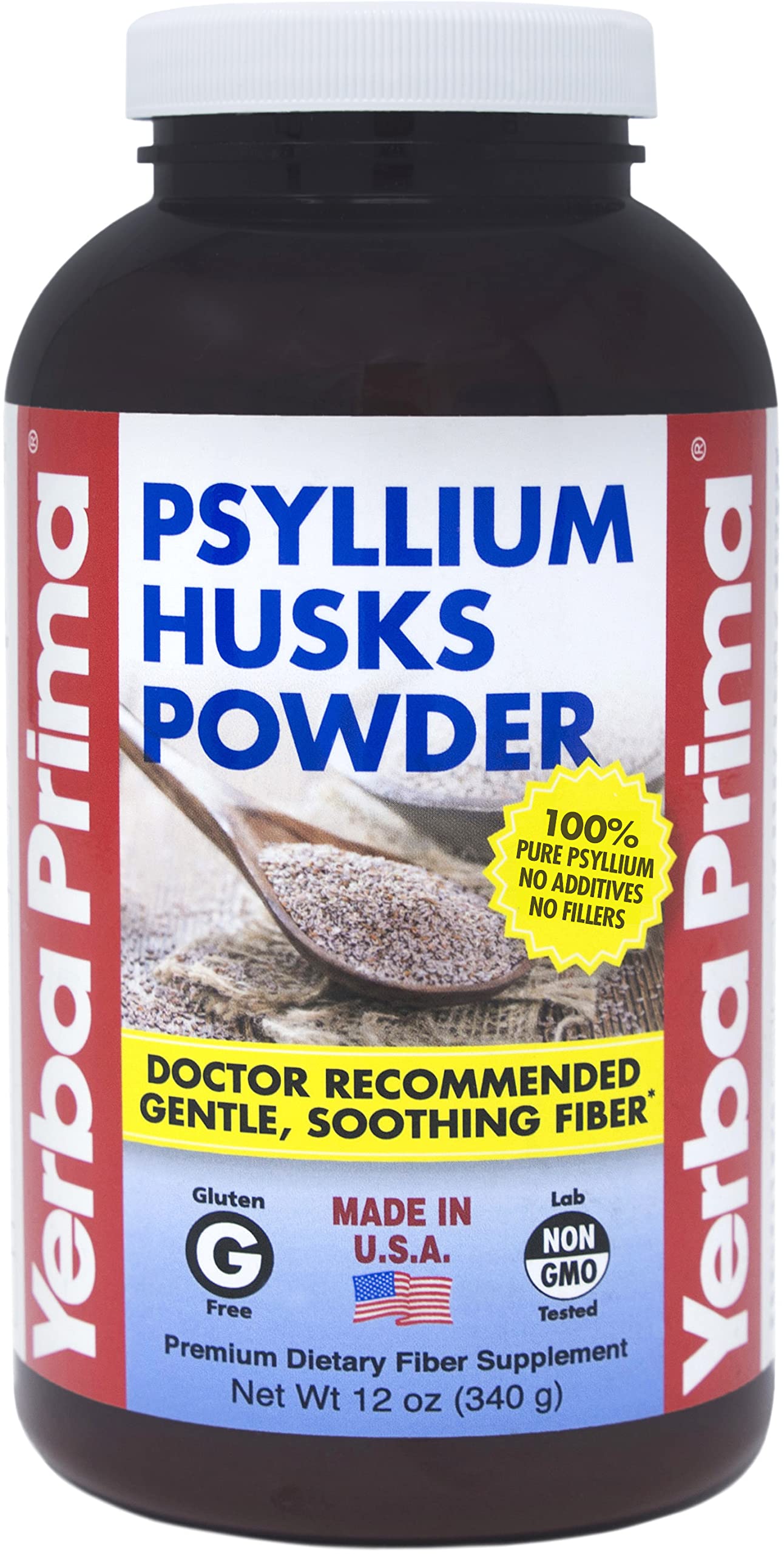 Label of Yerba Prima Psyllium Husks Powder 12 oz