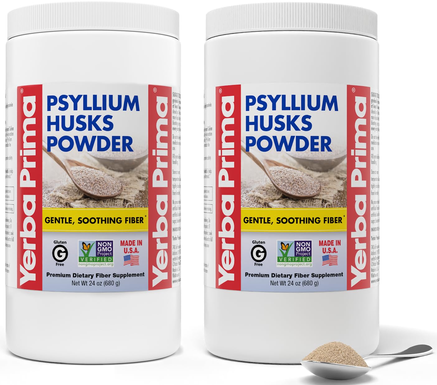 Pack of two 24 oz Yerba Prima Psyllium Husks Powder - unflavored