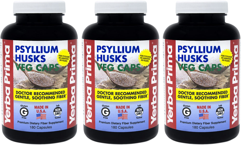 Yerba Prima Psyllium Husks Veg Caps bottle label