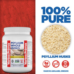 Close-up of Yerba Prima Psyllium Whole Husks 20oz label