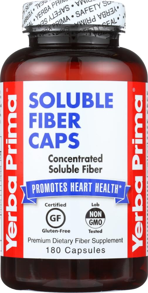 Yerba Prima Soluble Fiber Capsules bottle – 180-count