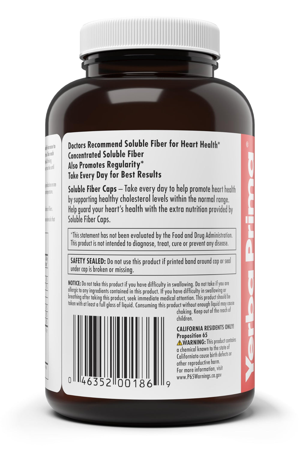 Yerba Prima Soluble Fiber Formula Capsules bottle and packaging