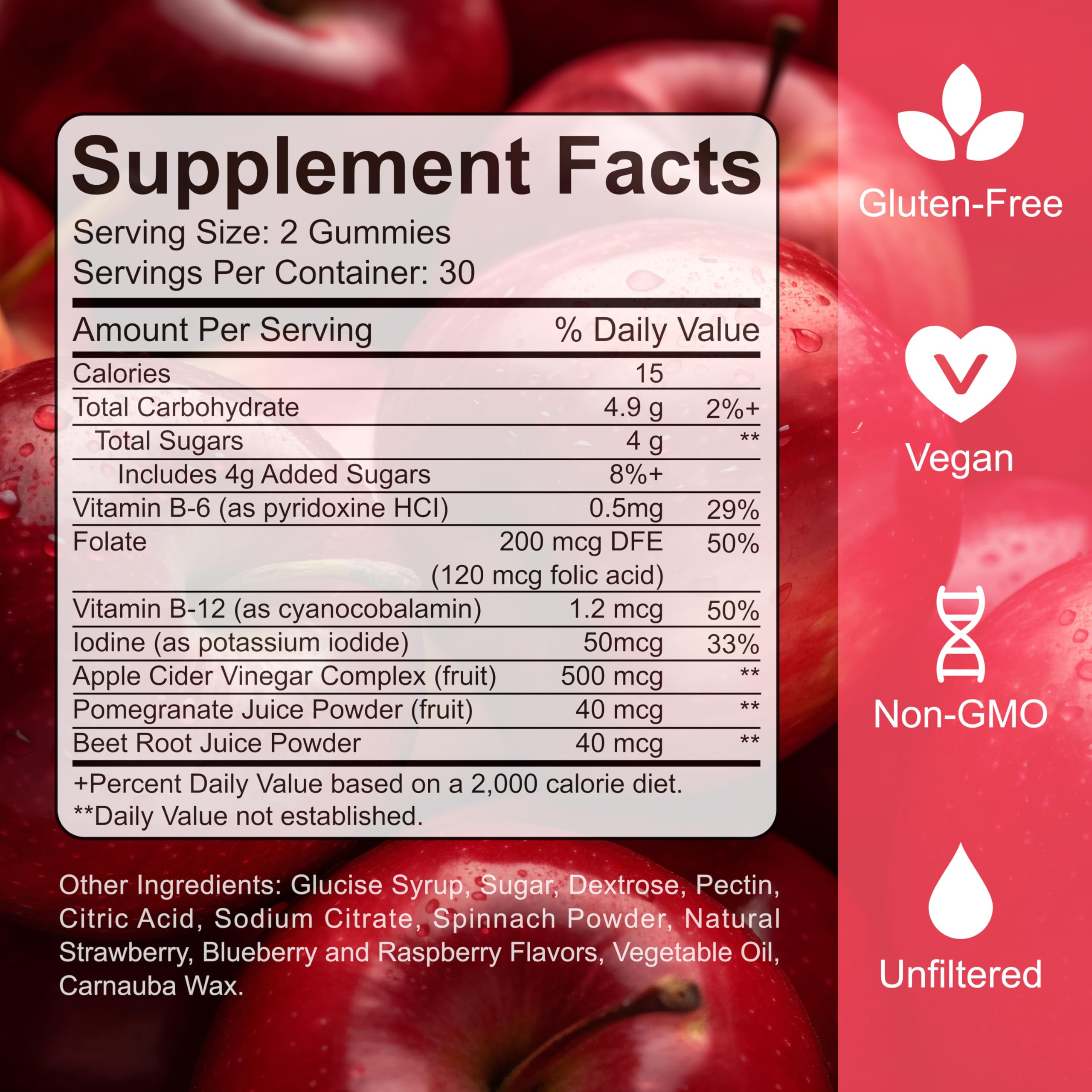 YESMIX nutrition label close-up displaying ingredient transparency and B12