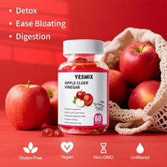 YESMIX open bottle with gummies on a spoon highlighting easy chewable servings