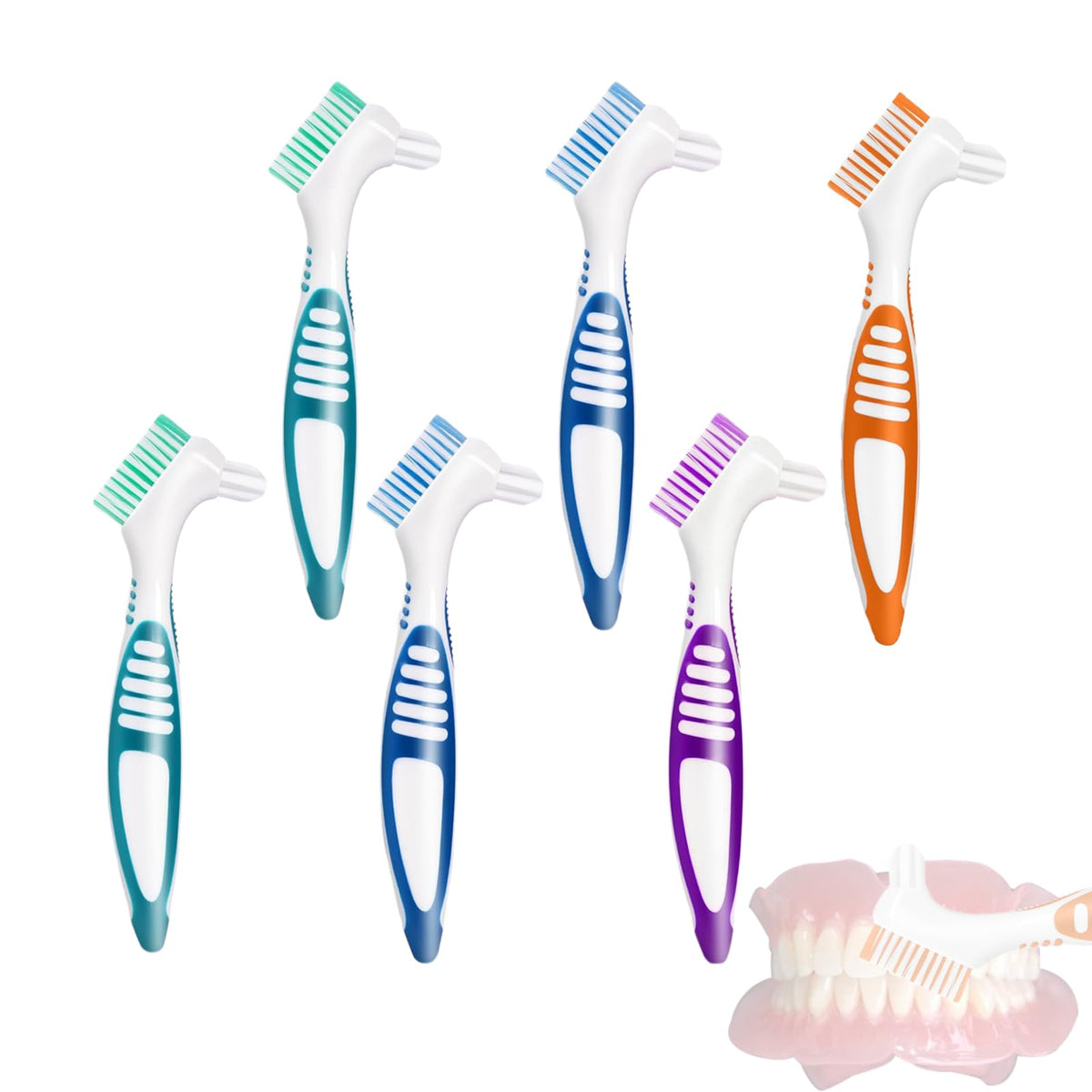 YFANITI 6-pack denture brush with large cleaning head