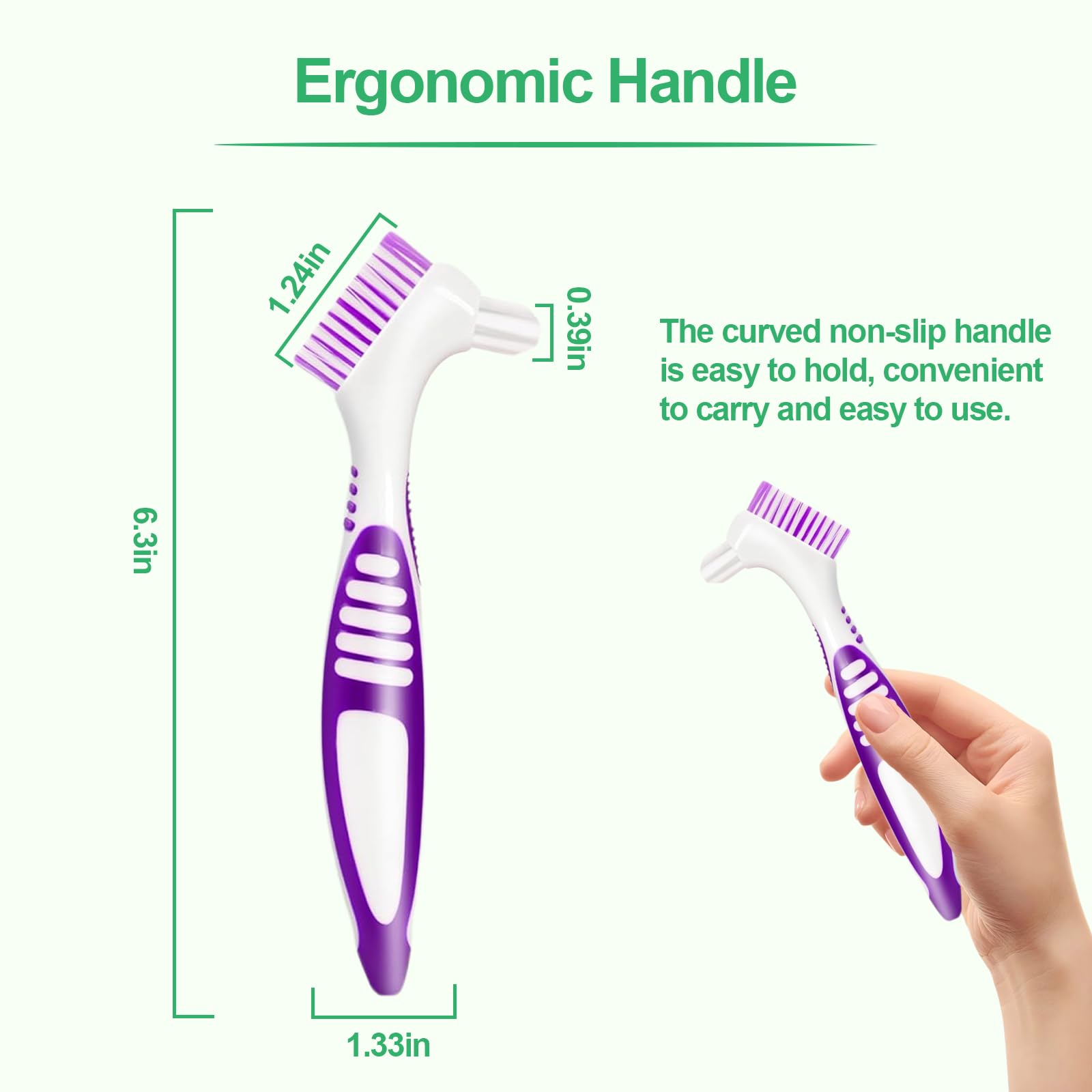Ergonomic curved handle for secure grip