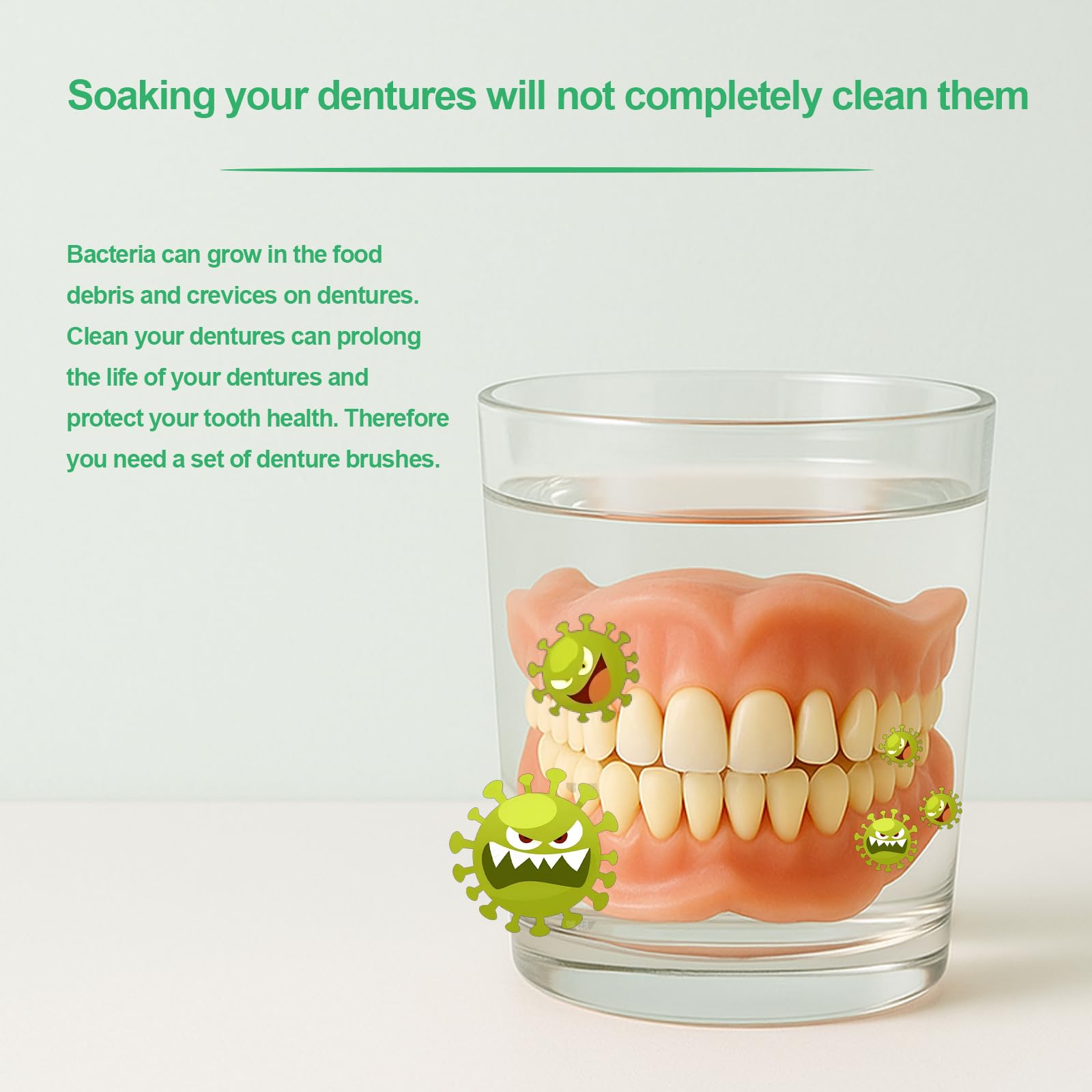 Dual-head design for thorough denture cleaning