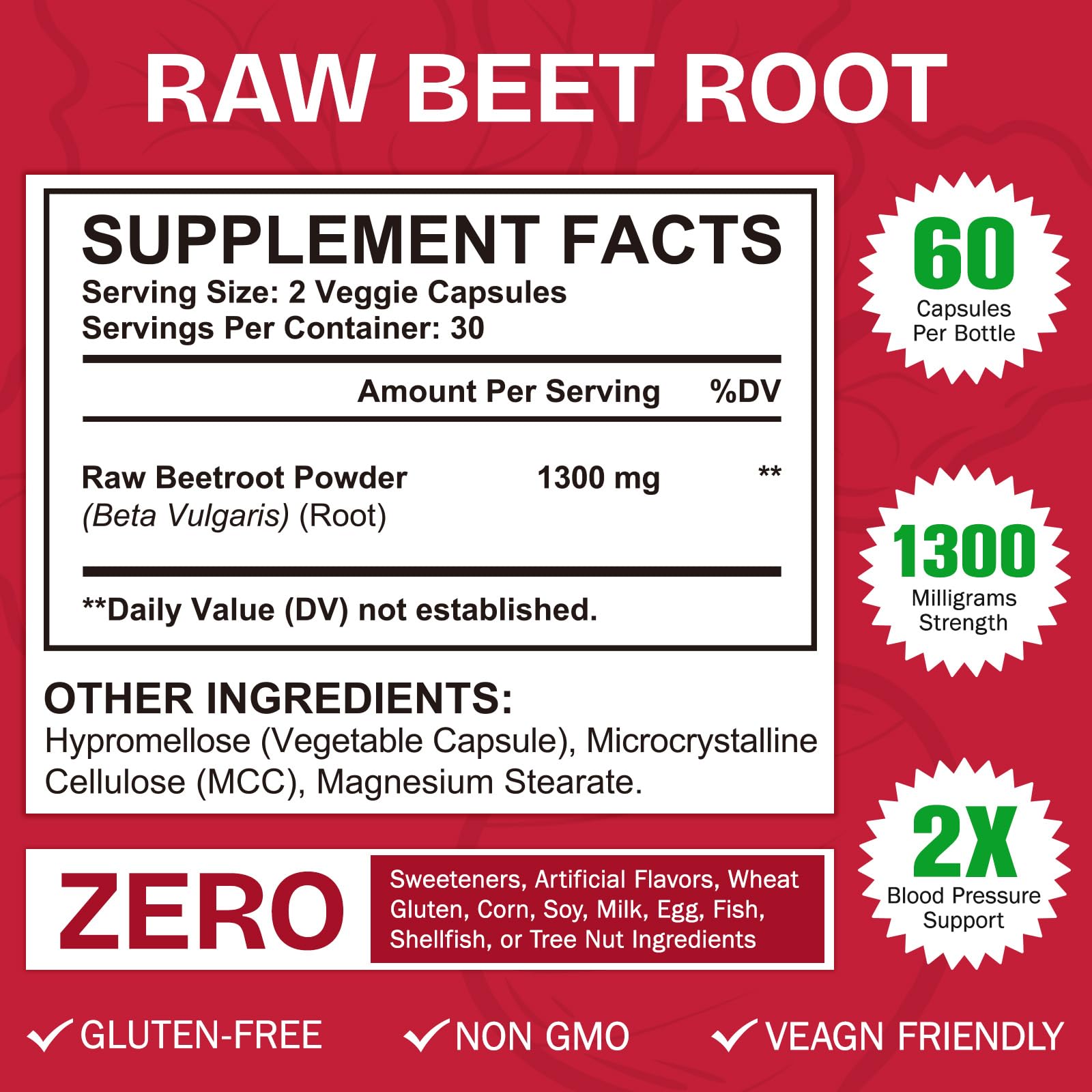 YHFGTTIO Beet Root Capsules daily-dose image conveys two easy-to-swallow capsules.