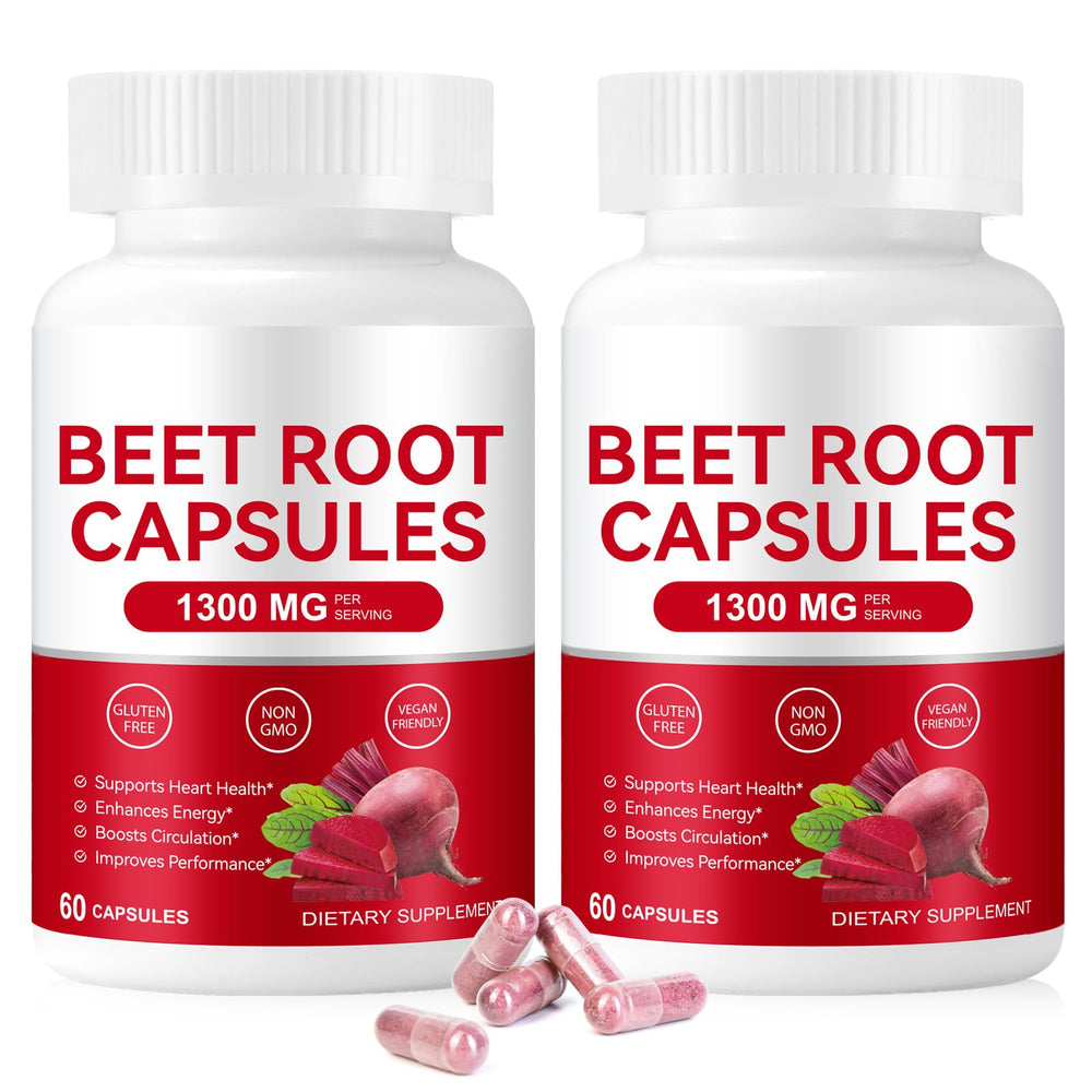 YHFGTTIO Organic Beet Root Capsules bottle front for convenient daily circulation support.