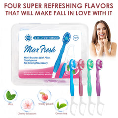Pack of 10 pre-pasted mini toothbrushes with toothpaste