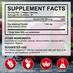 YIEEGCM Beet Root Capsules bottle closeup highlighting 1300mg potency