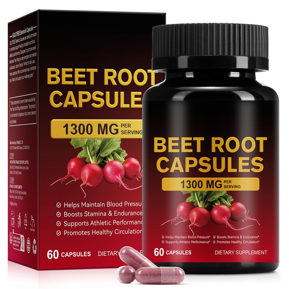 YIEEGCM Beet Root Capsules bottle front for vegan energy and daily vitality