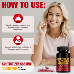 YIEEGCM Beet Root Capsules label showcases vegan, non-GMO formulation