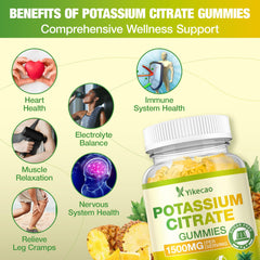 Chewable vegan potassium citrate gummies in pineapple flavor