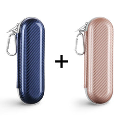 Yinke travel case exterior in blue and rose gold