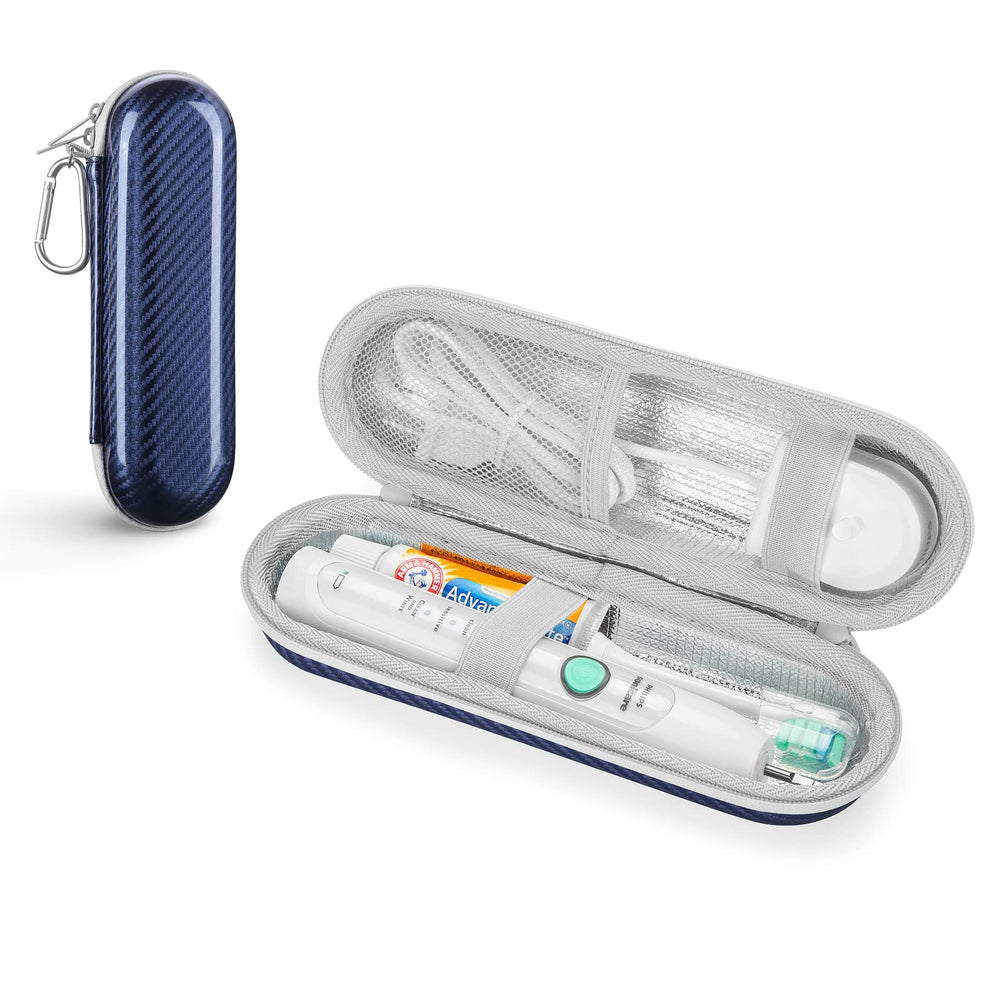 Open view showing interior layout for toothbrush body and head