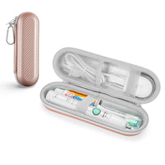 Interior mesh pocket with strap for charging base and accessories