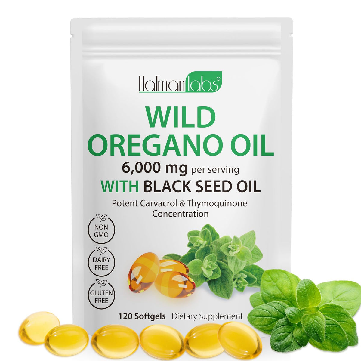 Bottle of YJDHRPBI Oregano Oil Capsules with 2-in-1 formula
