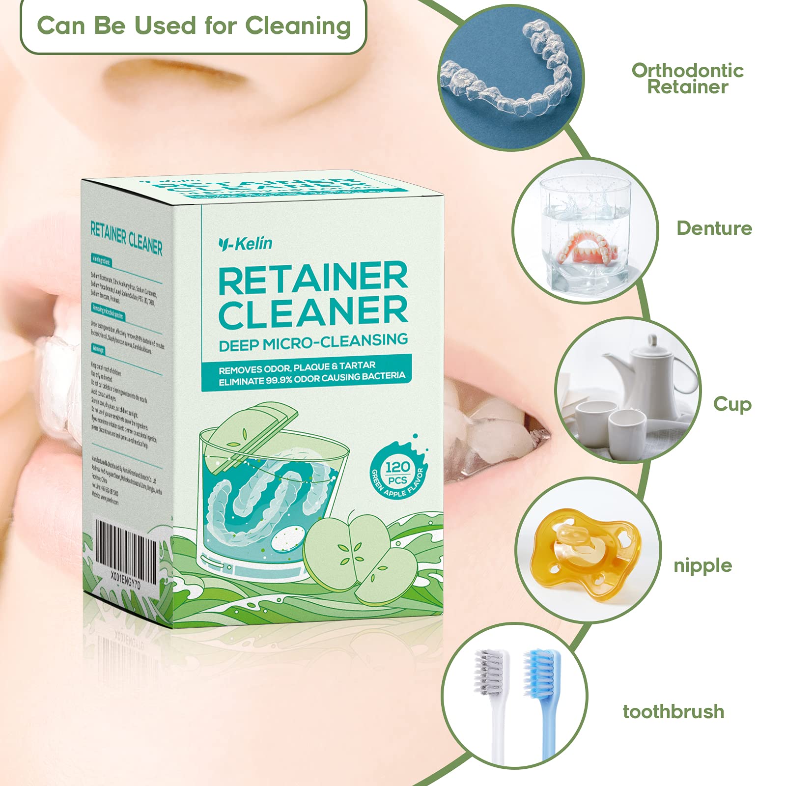 YKL aligner before and after cleaning showing stain removal benefit