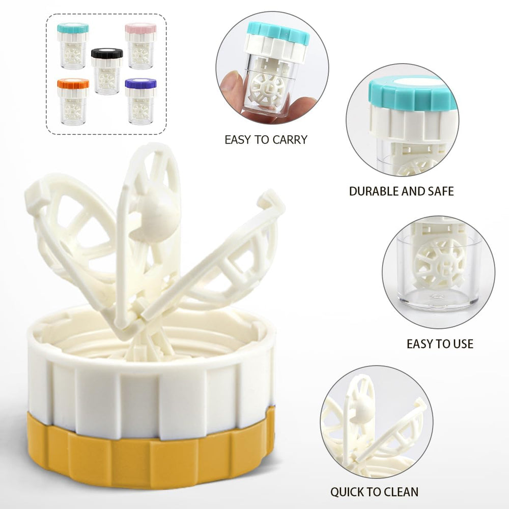 Open lens case with cleaning basket inside