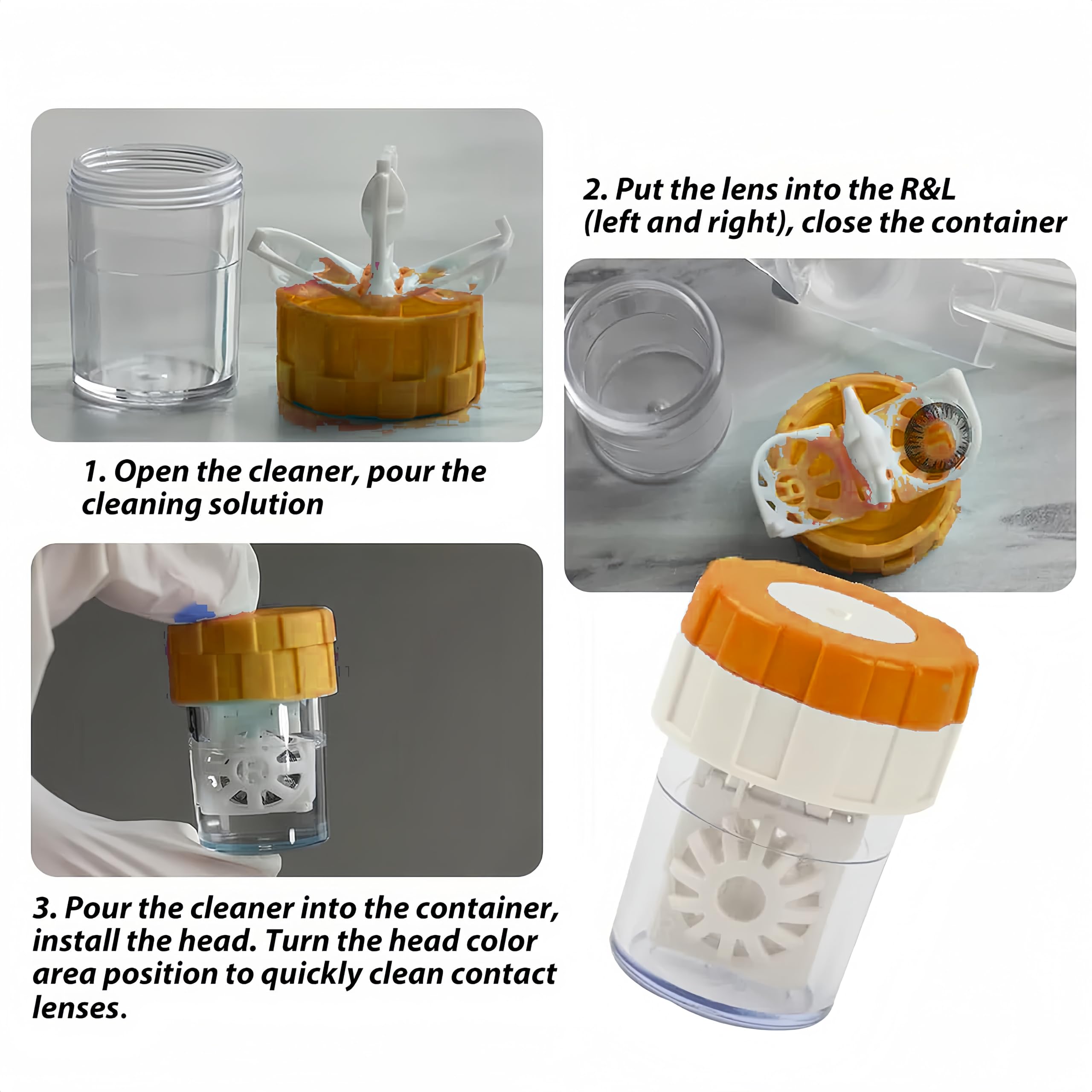 Leakproof travel lens case with bottle and cleaning tools