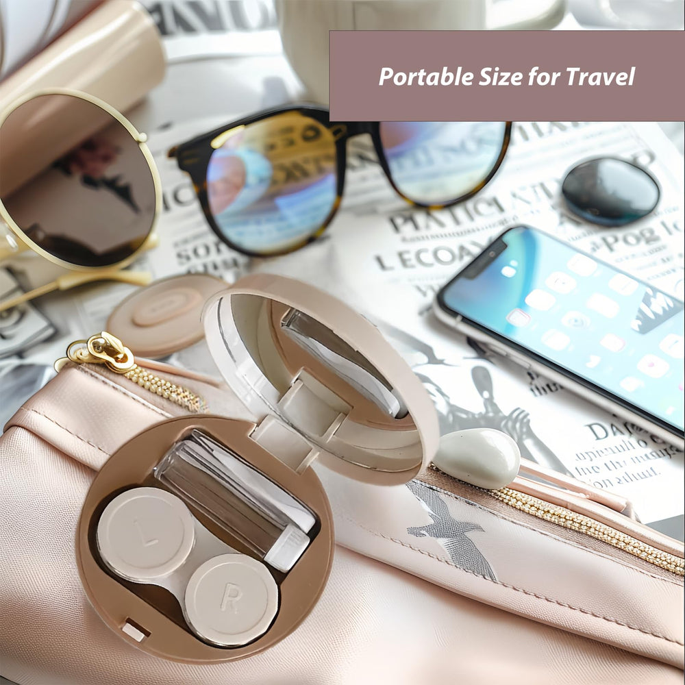 Mirror, tweezers, applicator and cleaner tools arranged with the case