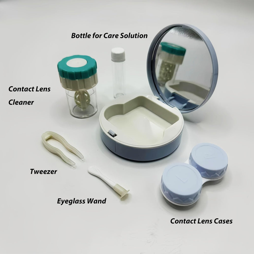 Close-up of compact travel lens case showing compartments