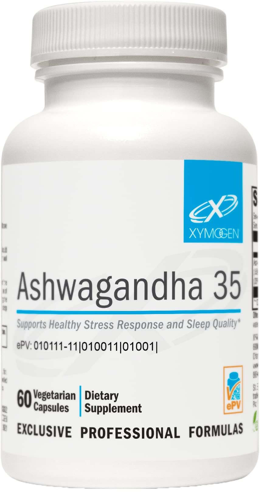 XYMOGEN Ashwagandha 35% Shoden extract capsules bottle front