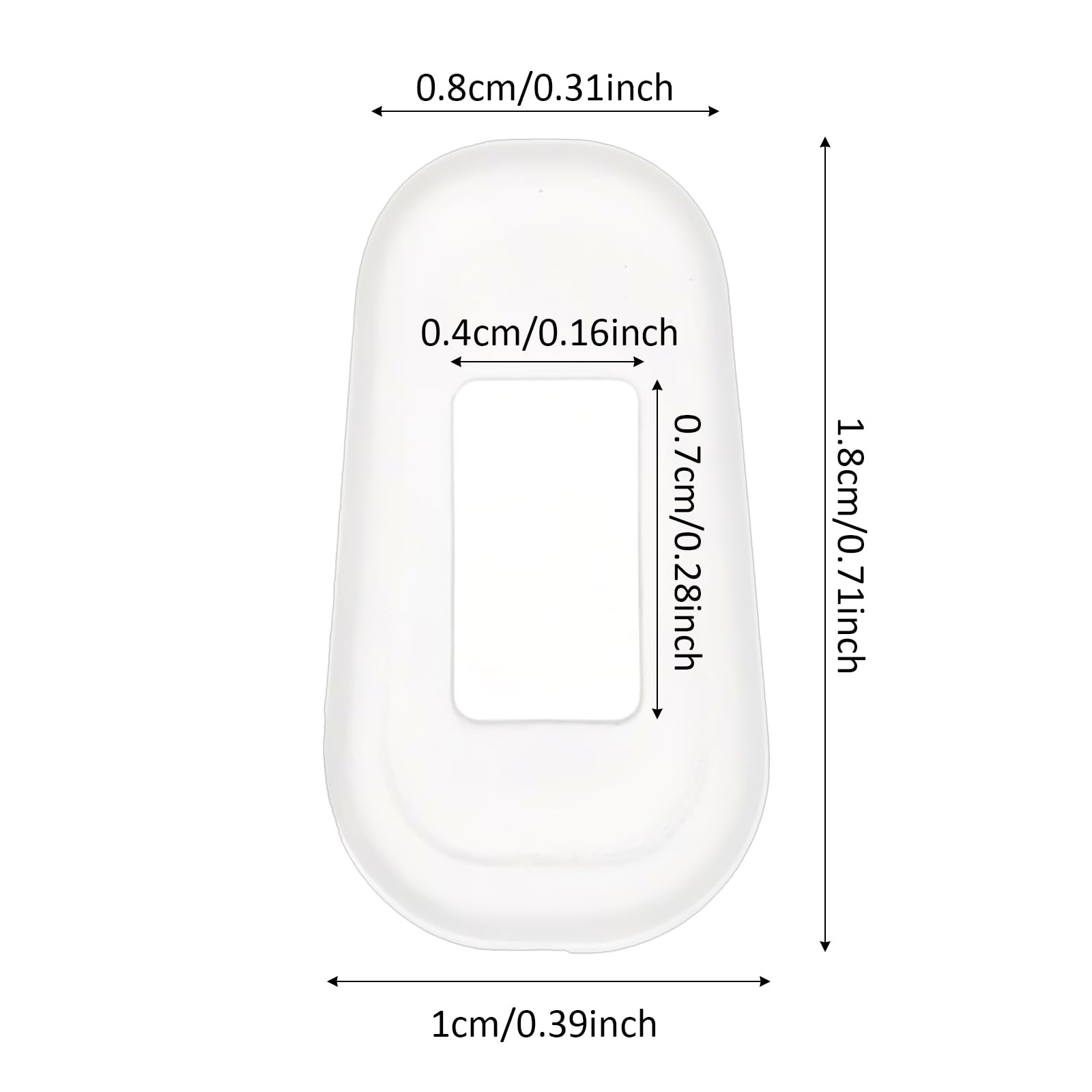 Close-up of slip-on nose pads fitting a plastic eyeglass frame