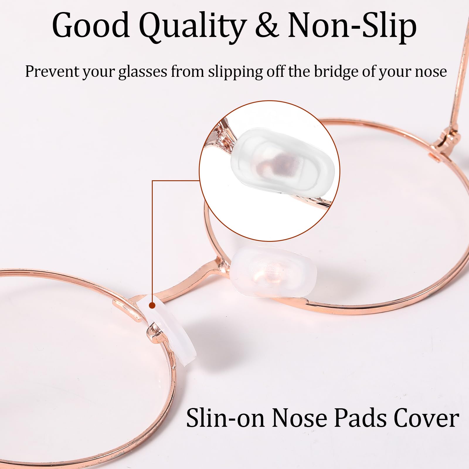 Soft silicone nose pads with anti-slip surface detail