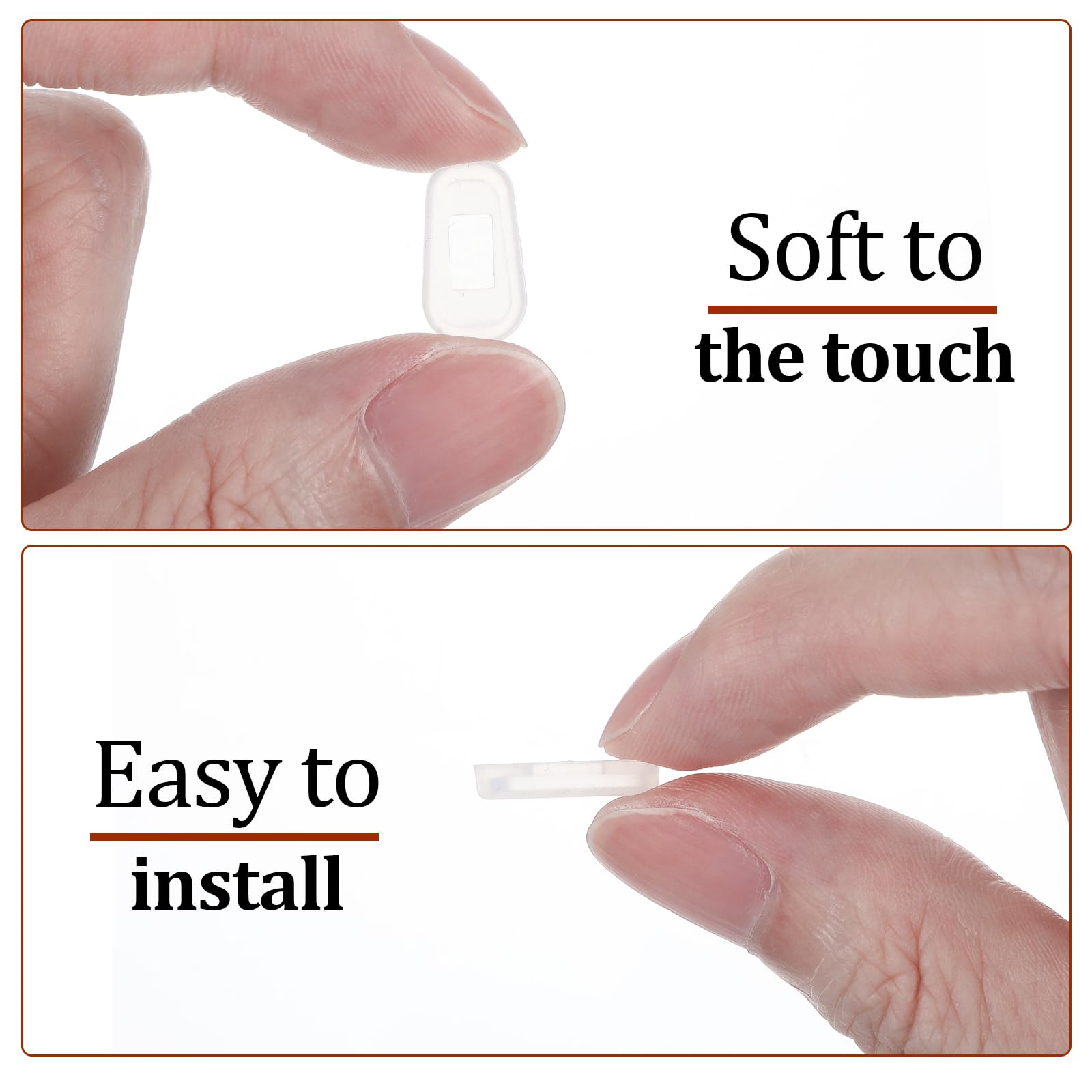 Lightweight nose pads attached to a frame sample