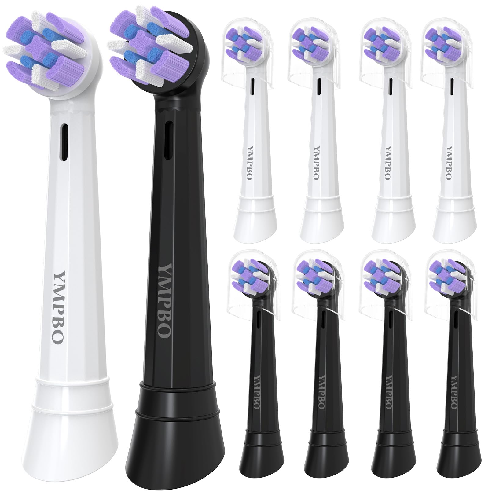 YMPBO replacement brush heads for Oral-B iO series, black and white pack