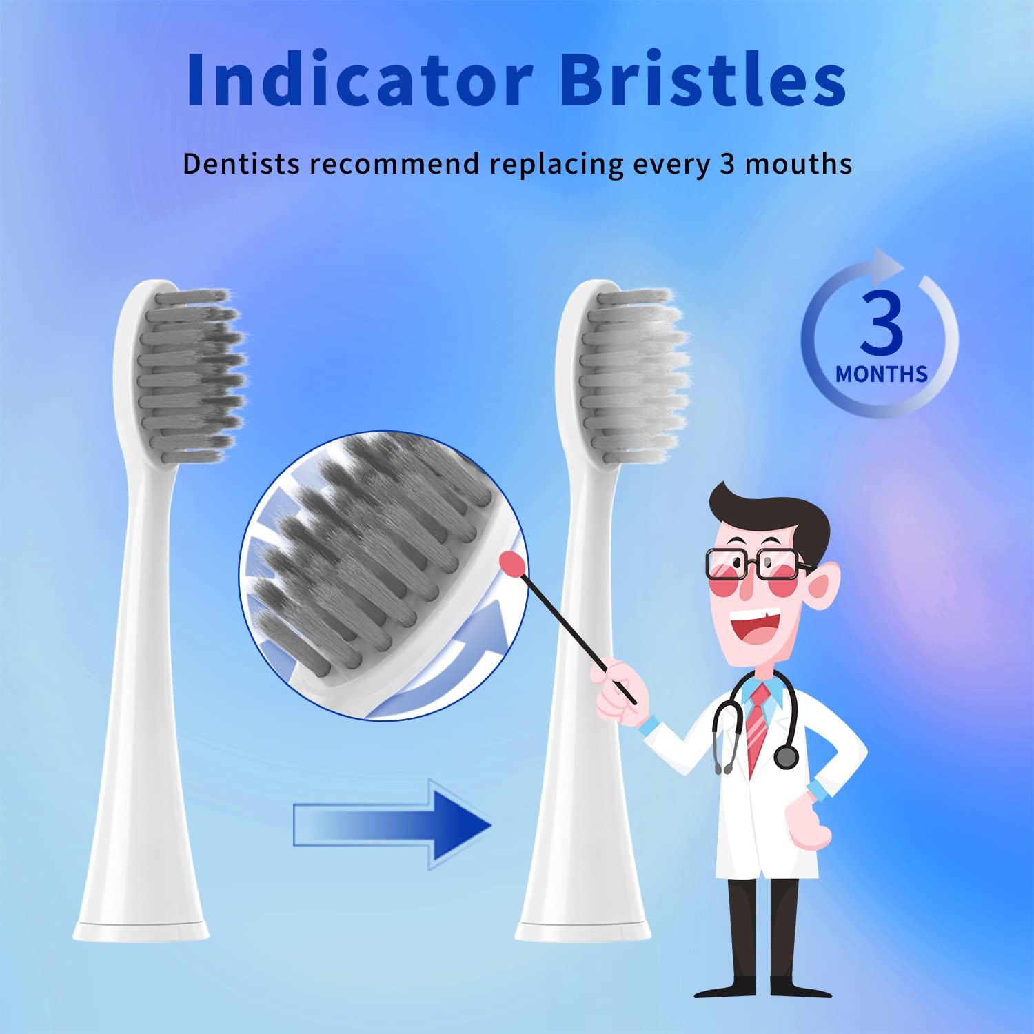 White 10-pack packaging of YMPBO replacement toothbrush heads